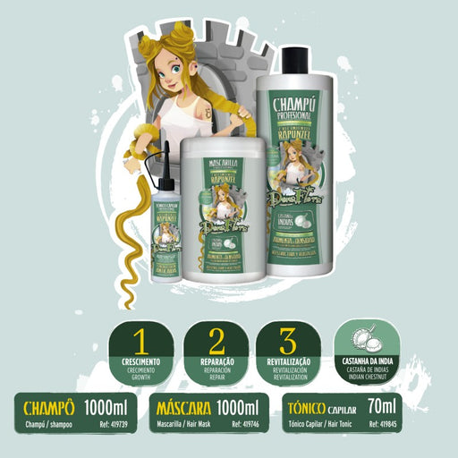 Pack Rapunzel: Champô 1000ml + Máscara 1000ml + Tónico 70ml - Dona Flora - 2