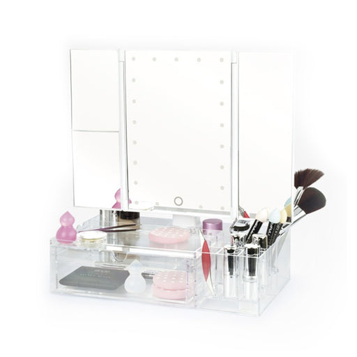 Espelho de Maquiagem com Luz Tátil, Aumento e Organizador - Perfect Beauty - 1
