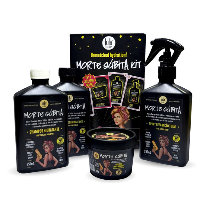 Morte Súbita - Kit Champô 250ml + Amaciador 250ml + Spray 250ml + Máscara 100g - Lola Cosmetics - 1