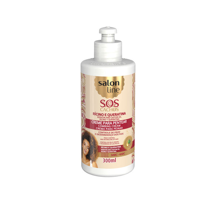 SOS Cachos Creme de Pentear Rícino e Queratina - 300ml - Salon Line - 1