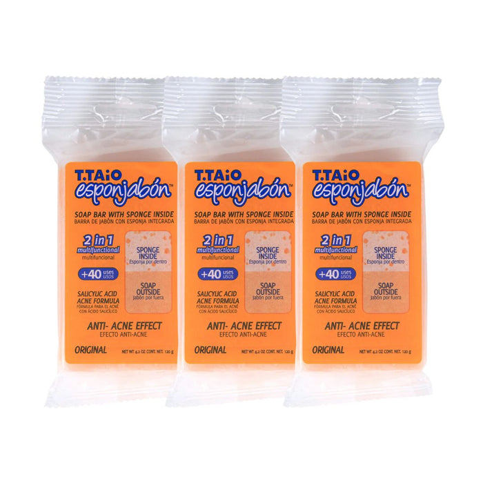 Pack de 3 EsponJabón: Esponja + Sabonete 2 em 1 - 120gr - T.taio : 3x Anti Imperfecciones - 1