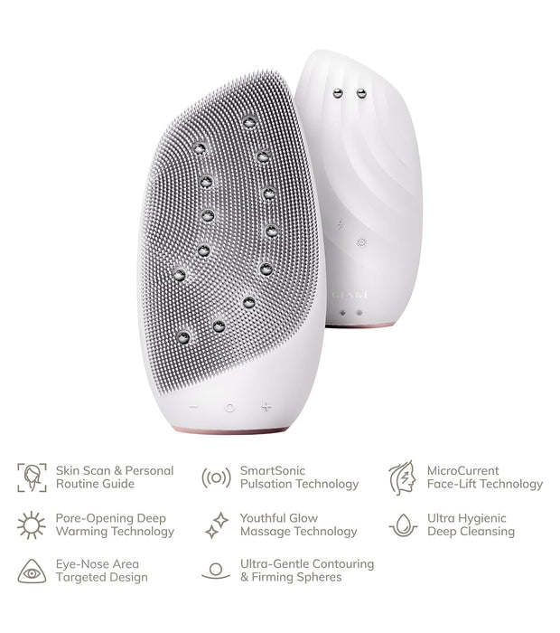 Escova de massagem e limpeza facial - Sonic Thermo Face-Lifter 8 em 1 - White Rose Gold - Geske - 5