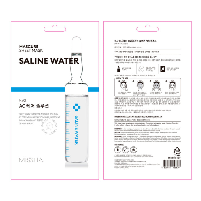 Máscara Facial Água Salina - Solução AC Care - Missha - 2