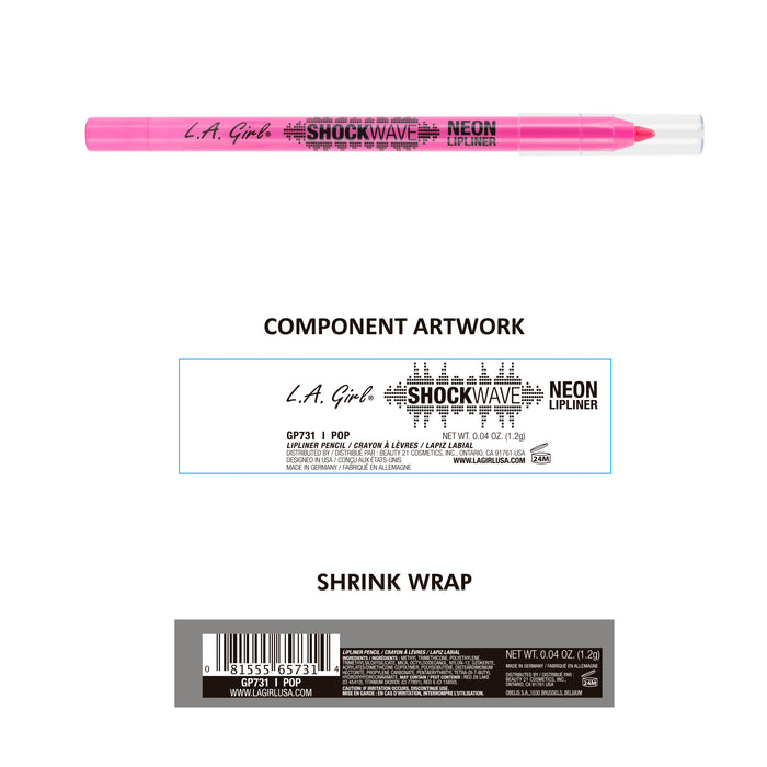 Delineador labial Shockwave Neon - L.A. Girl : Pop Pink - 2