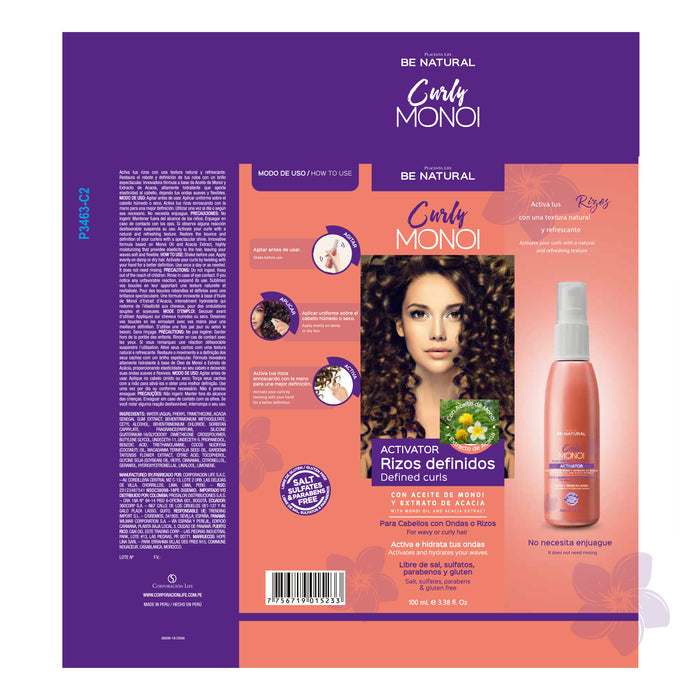Curly Monoi Ativador de Cachos 100ml - Be Natural - 2