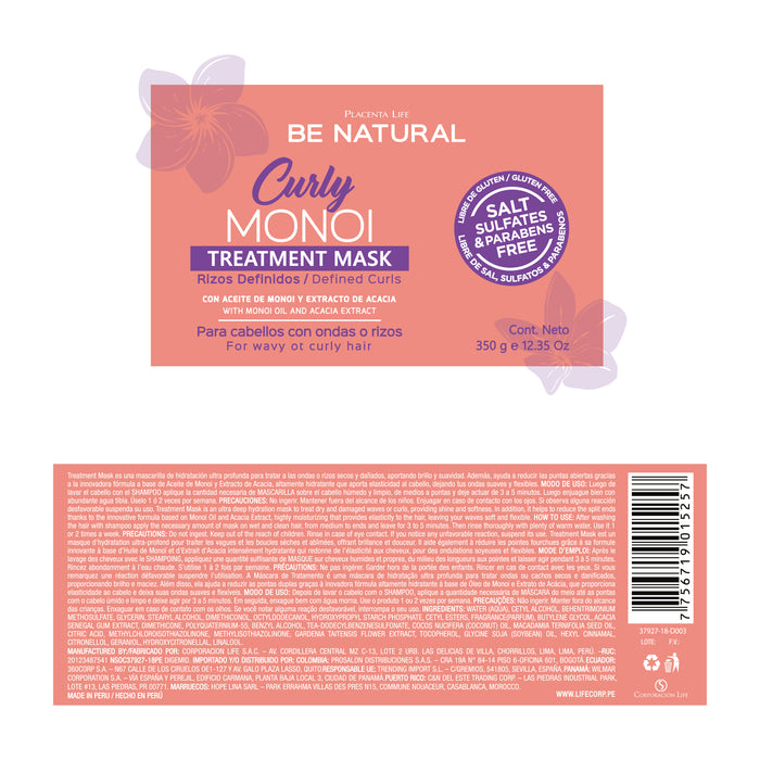 Máscara Cachos Definidos Monoi Curly 350gr - Be Natural - 2
