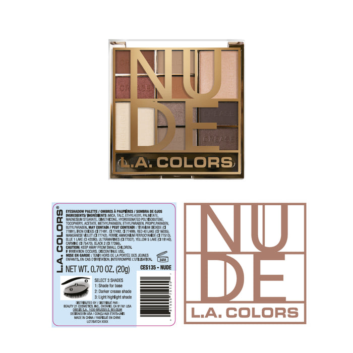 Paleta de Sombras - Bloco de Cores - L.A. Colors : Color Block Eyeshadow - Nude - 2
