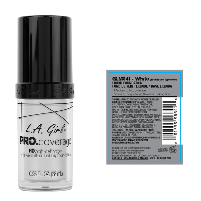 Liquid Foundation - Pro Coverage Illuminating - L.A. Girl : White - 2
