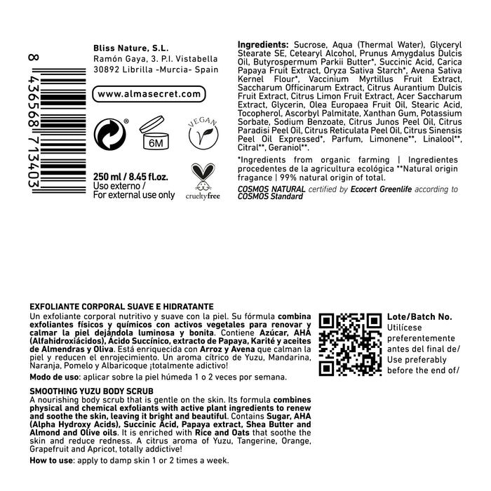 Esfoliante corporal Yuzu Suavizante de 250 ml - Alma Secret - 6