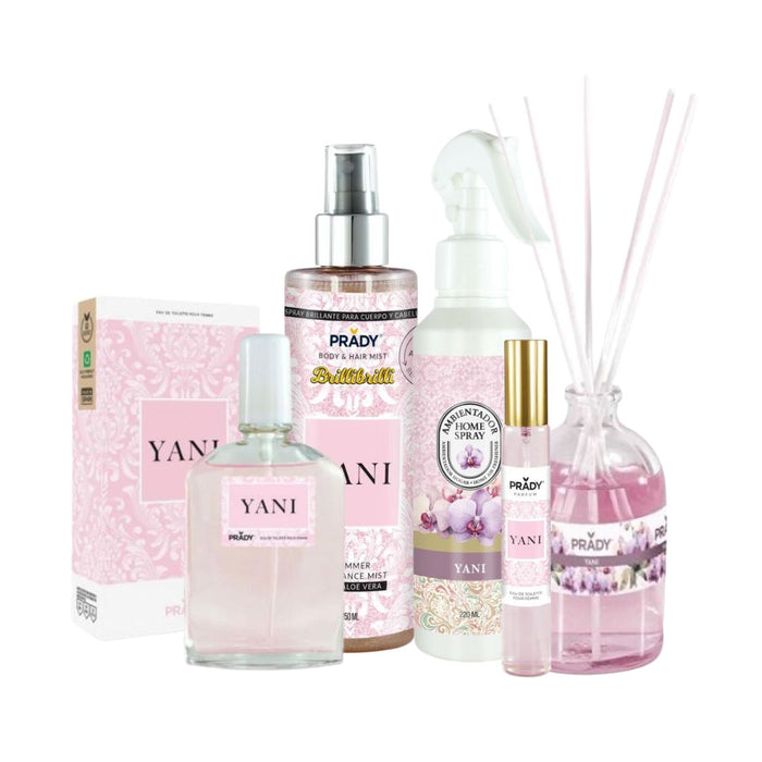 Pack Yani (perfume 90ml + perfume 33ml + body mist + spray ambientador + mikado) - Prady - 1