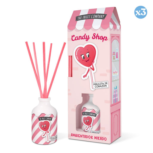 Pack 3x - Ambientador Mikado Edição Candy 40ml - Pirulito de Coração - The Fruit Company - 1