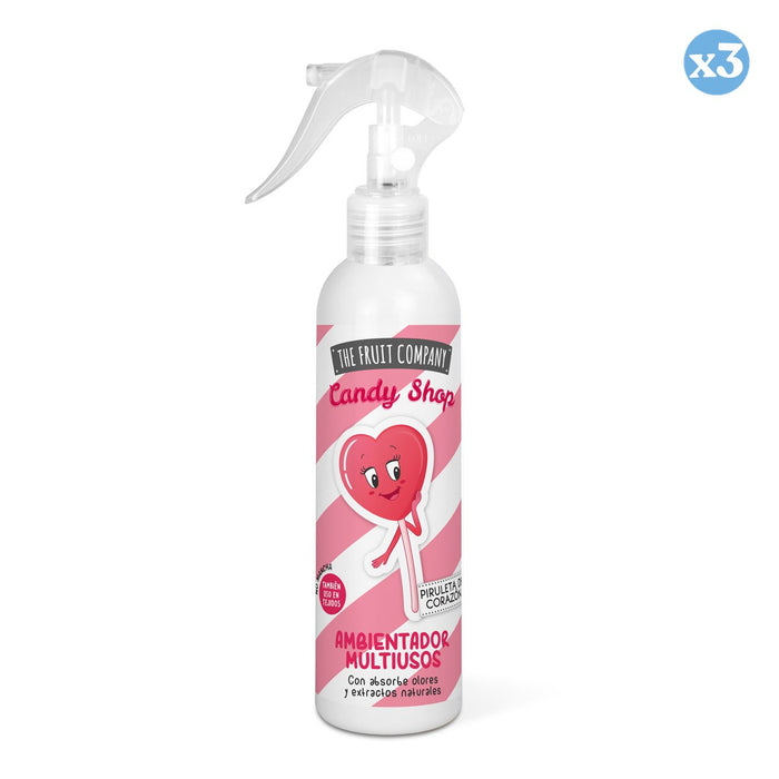 Pack 3x - Spray Ambientador Multiusos Edição Candy 200ml - Pirulito de Coração - The Fruit Company - 1