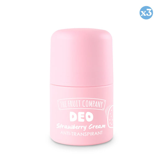Pack 3x - DESODORANTE ROLL-ON MORANGO E NATA ANTI-TRANSPIRANTE TOQUE SUAVE - The Fruit Company - 1