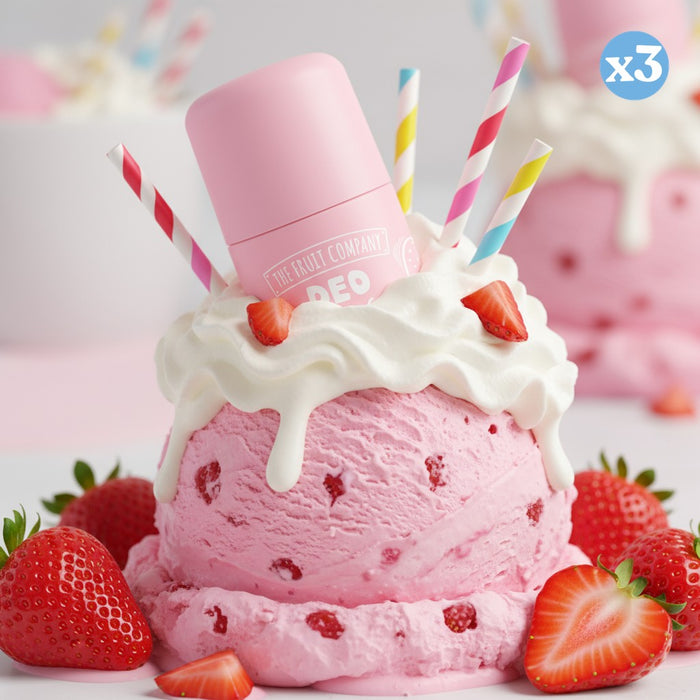 Pack 3x - DESODORANTE ROLL-ON MORANGO E NATA ANTI-TRANSPIRANTE TOQUE SUAVE - The Fruit Company - 2