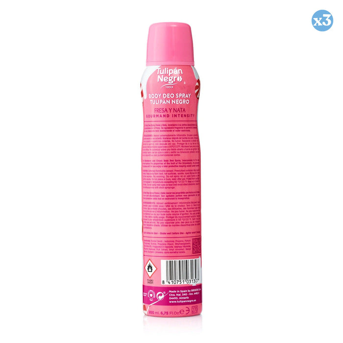 Pack 3x - Desodorante em spray de morango e chantilly - Tulipan Negro - 3