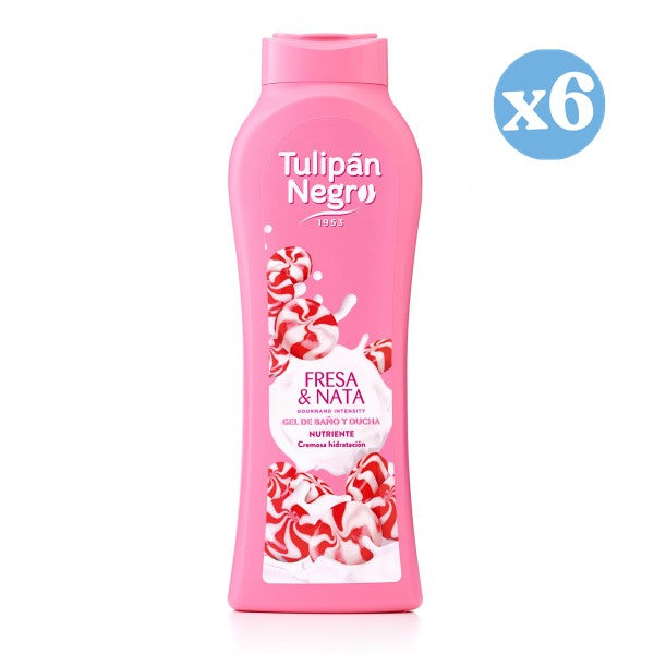Pack 6x - Gel de banho e duche Kiss morango e nata - Tulipan Negro - 1