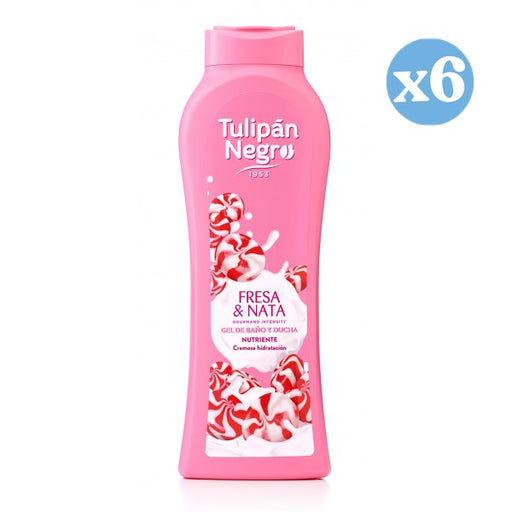Pack 6x - Gel de banho e duche Kiss morango e nata - Tulipan Negro - 1