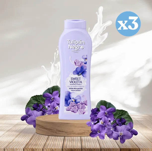 Pack 3x - Gel de banho e duche sweet violeta - Tulipan Negro - 3