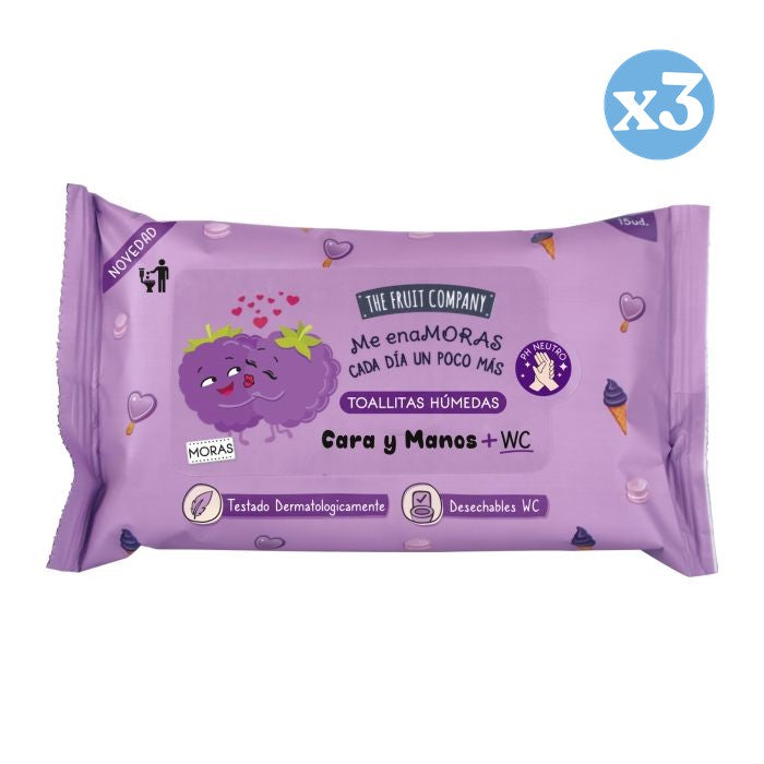 Pack 3x - Toalhetes hidroalcoólicos de Amoras - The Fruit Company - 1