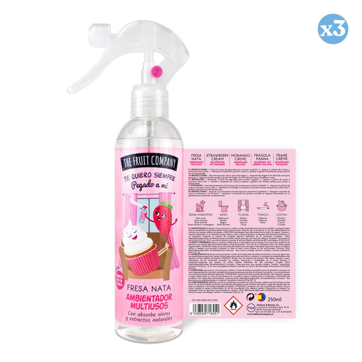 Pack 3x - Spray Ambientador Multiusos Morango e Nata - The Fruit Company - 1