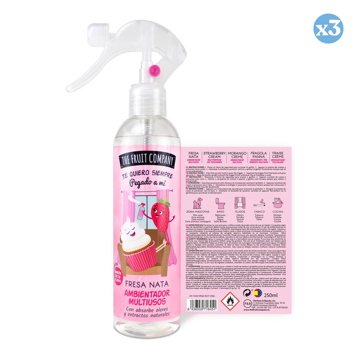 Pack 3x - Spray Ambientador Multiusos Morango e Nata - The Fruit Company - 1