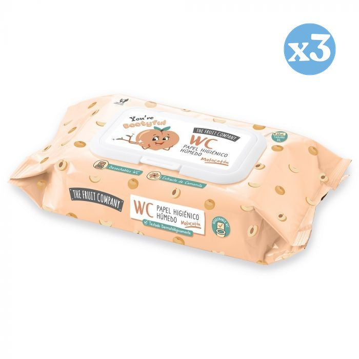 Pack 3x - Papel Húmido Wc Pêssego - The Fruit Company - 1