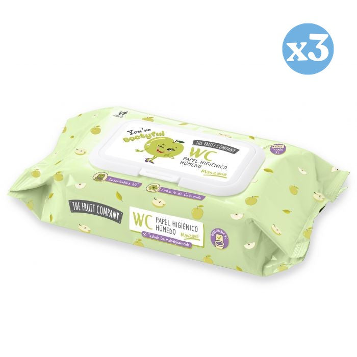 Pack 3x - Papel Húmido Wc Maçã - The Fruit Company - 1