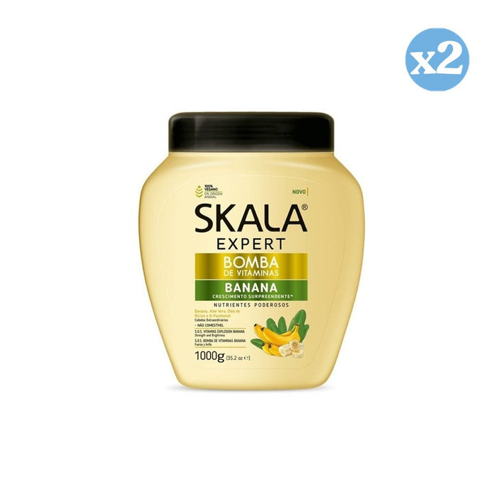 Pack 2x - Creme Condicionadora Bomba Vitaminas Banana 1000Ml - Skala - 1
