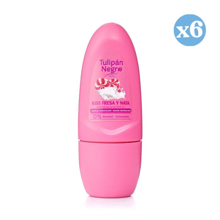 Pack 6x - Desodorante Roll on Morango e Creme 50 ml - Tulipan Negro - 1