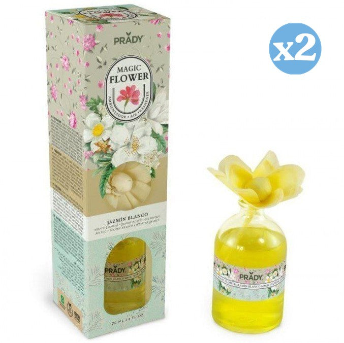 Pack 2x - MAGIC FLOWER AMBIENTE JASMIM BRANCO 100ML PRADY - Prady - 1