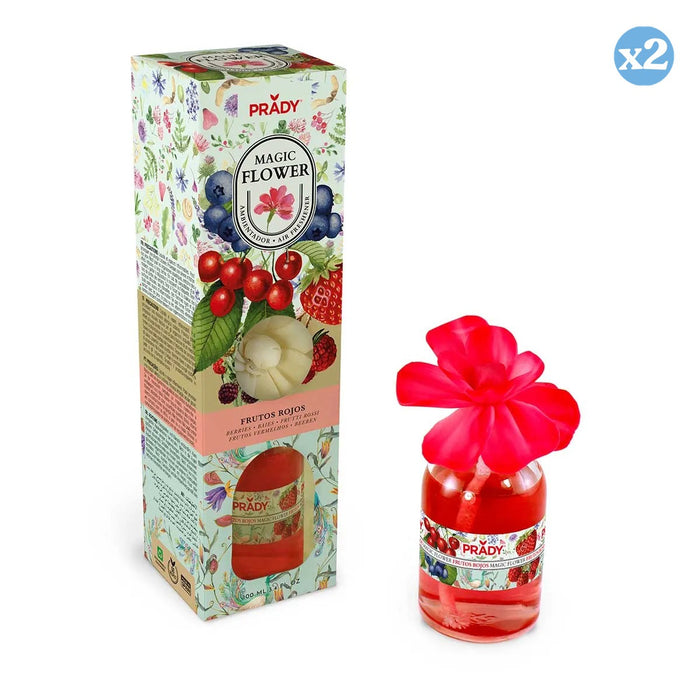 Pack 2x - DIFUSOR DE AMBIENTE FLOR FRUTOS ROJOS 90ML PRADY - Prady - 2