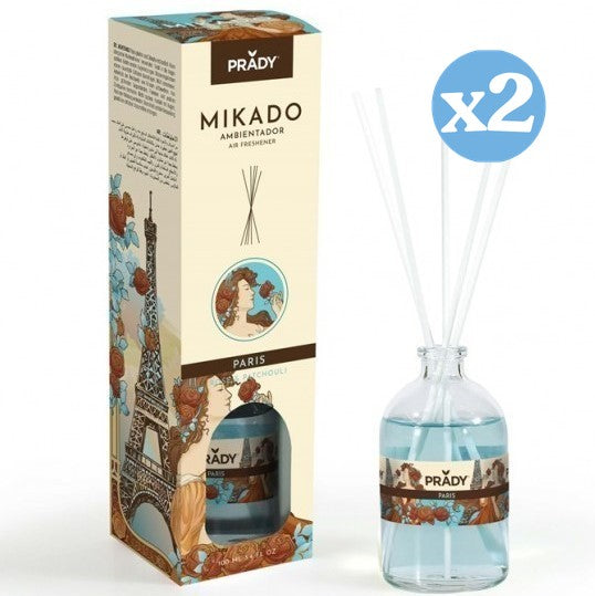 Pack 2x - MIKADO AMBIENTADOR PARIS ROSE & PATCHOULI 100ML - Prady - 1