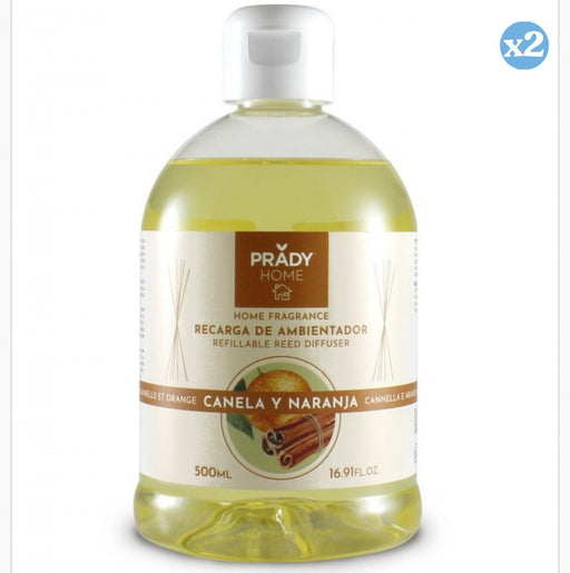 Pack 2x - Recarga Difusor de Fragrância Mikado Canela e Laranja - 500ml - Prady - Prady - 1