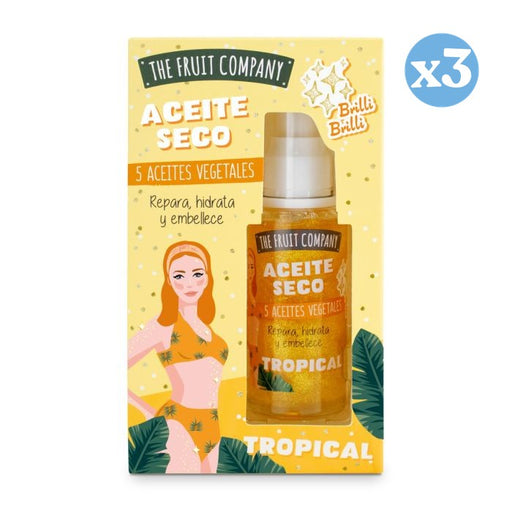 Pack 3x - ÓLEO SECO GLITTER TROPICAL 40 ML - THE FRUIT COMPANY - The Fruit Company - 1