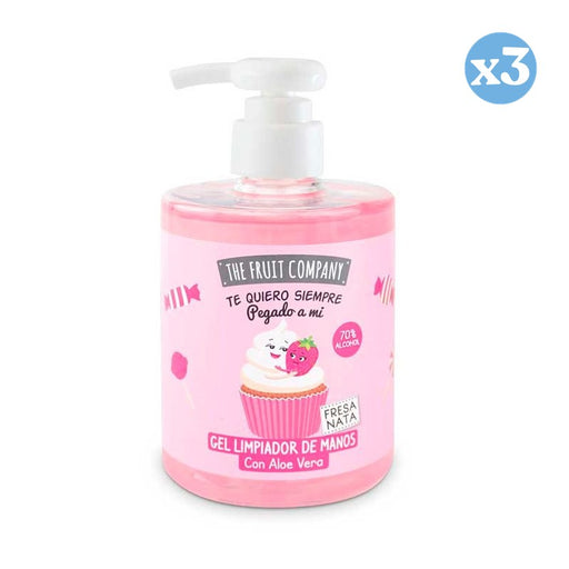 Pack 3x - Gel de Limpeza de Mãos - Morango e Nata - 500ml - The Fruit Company - 1