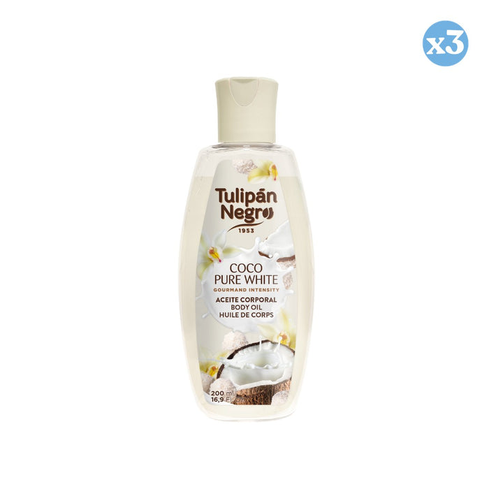 Pack 3x - Óleo Corporal Tulipán Negro Coco Pure White 200 ml - Tulipan Negro - 1