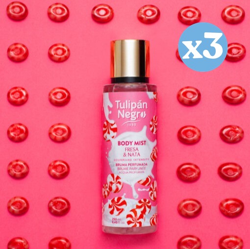 Pack 3x - Água Corporal Tulipa Negra Morango & Nata 250 ml - Tulipan Negro - 1