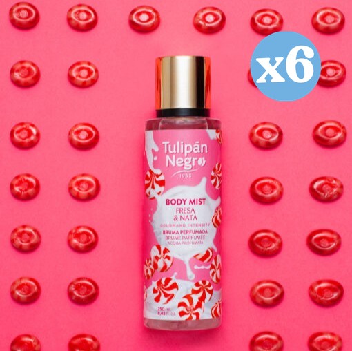 Pack 6x - Body Mist Tulipão Preto Morango & Creme 250 ml - Tulipan Negro - 1