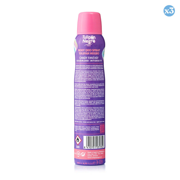 Pack 3x - DESODORIZANTE CORPORAL SPRAY TN CANDY FANTASY 200 ML - Tulipan Negro - 2