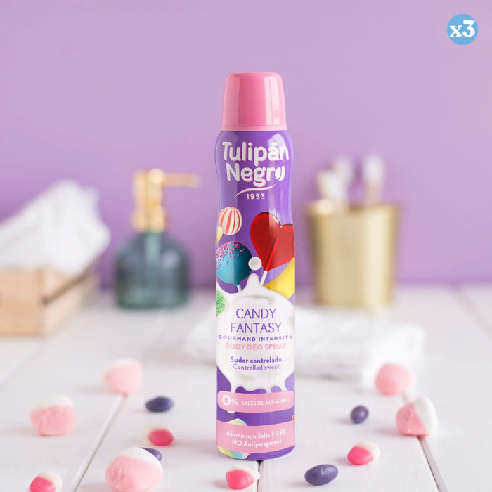 Pack 3x - DESODORIZANTE CORPORAL SPRAY TN CANDY FANTASY 200 ML - Tulipan Negro - 3