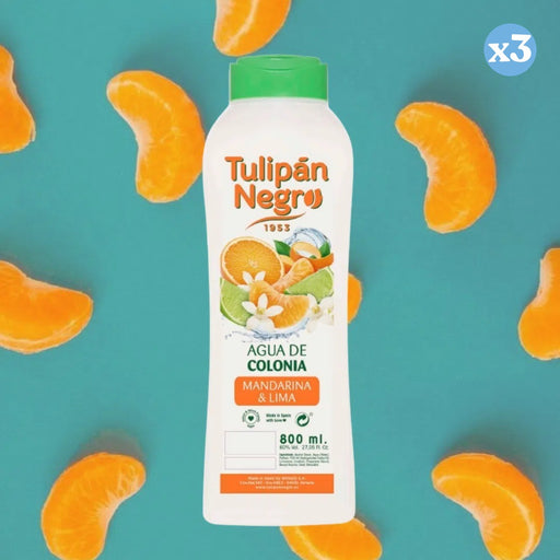 Pack 3x - ÁGUA DE COLÓNIA TN MANDARINA E LIMA 800 ML - Tulipan Negro - 2