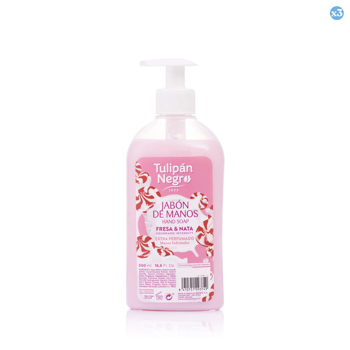 Pack 3x - Sabonete líquido para as mãos Morango e Nata 500 ml Tulipán Negro - Tulipan Negro - 1
