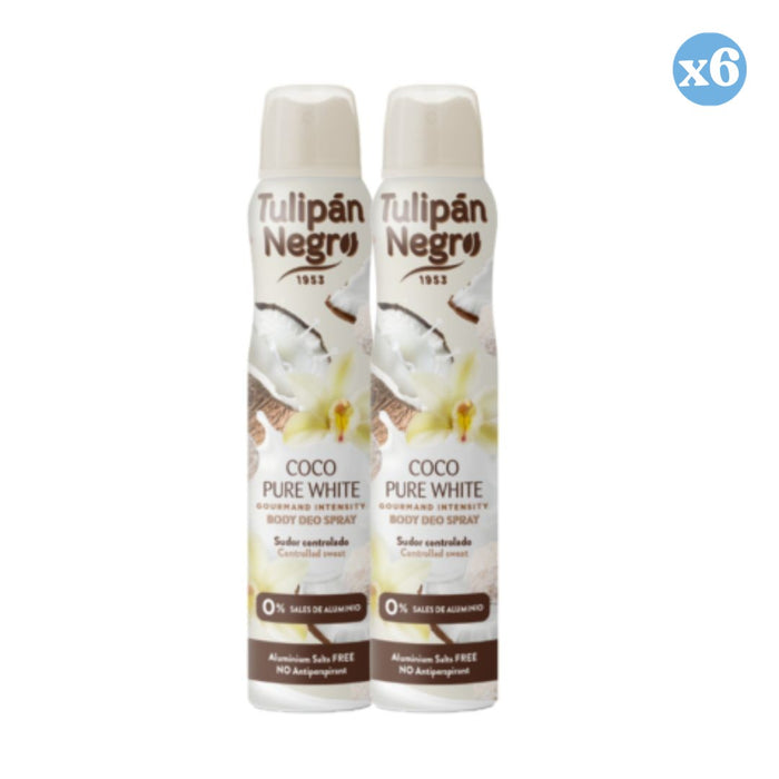 Pack 6x - Pack Poupança Desodorizante Corporal Spray Coco Pure white - Tulipan Negro - 1