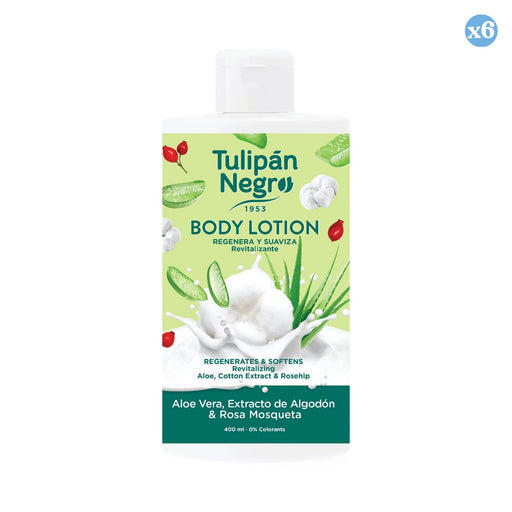 Pack 6x - LOÇÃO CORPORAL T.NEGRO ALOÉ, ALGODÃO E ROSA M 400ML - Tulipan Negro - 1