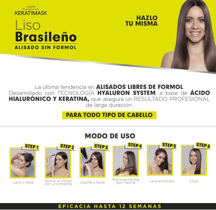 Kit de alisamento brasileiro Keratimask sem formol - Be Natural - 6
