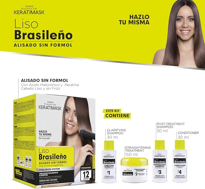 Kit de alisamento brasileiro Keratimask sem formol - Be Natural - 8