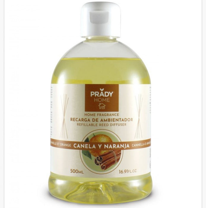 Recarga Mikado - Prady - 500 ml | Ambientador em formato econômico para difusores com hastes - Prady : Canela y Naranja - 1