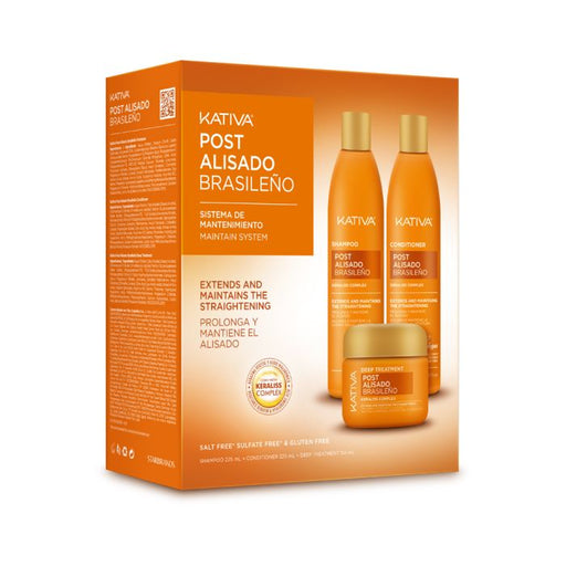 Kit Pós-Alisamento Brasileiro 3 em 1 Shampoo + Condicionador + Tratamento - Kativa - 1
