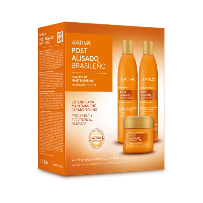 Kit Pós-Alisamento Brasileiro 3 em 1 Shampoo + Condicionador + Tratamento - Kativa - 1