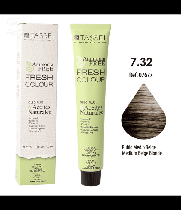 Tinta Fresh Colour sem Amônia 100ml - Tassel : 7.32 Rubio medio beige - 1